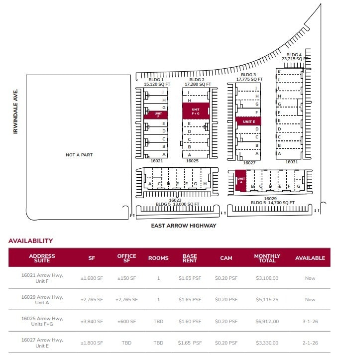 16021 Arrow Hwy, Irwindale, CA à louer Plan de site- Image 1 de 1