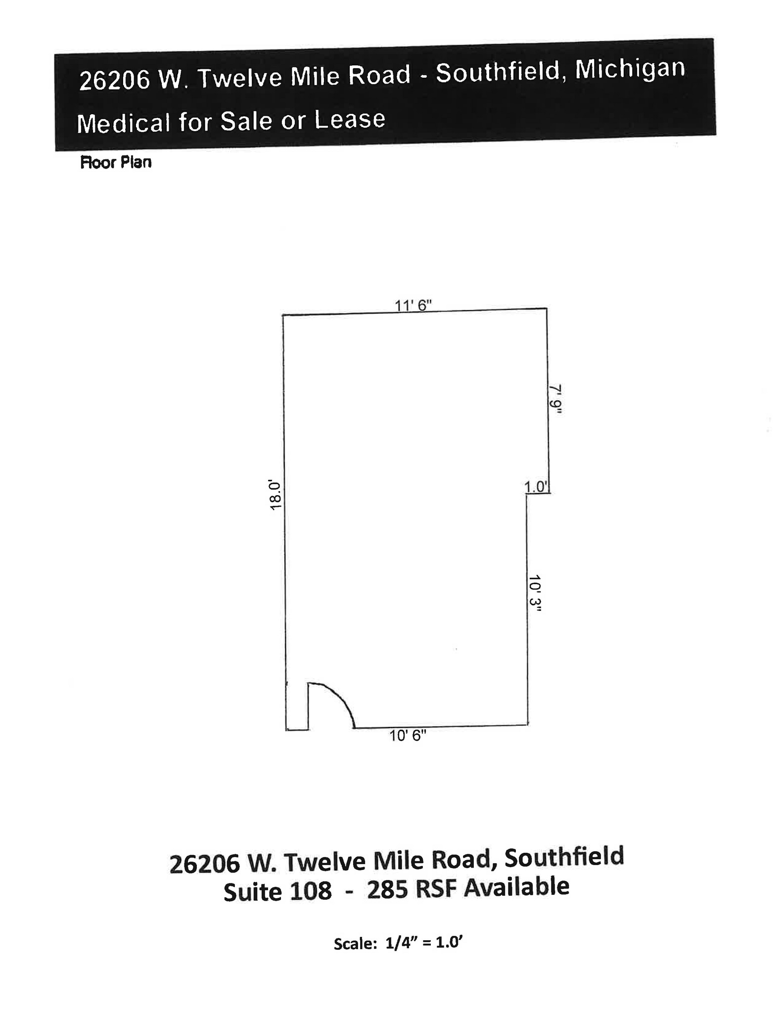 26206 W 12 Mile Rd, Southfield, MI for lease Floor Plan- Image 1 of 1
