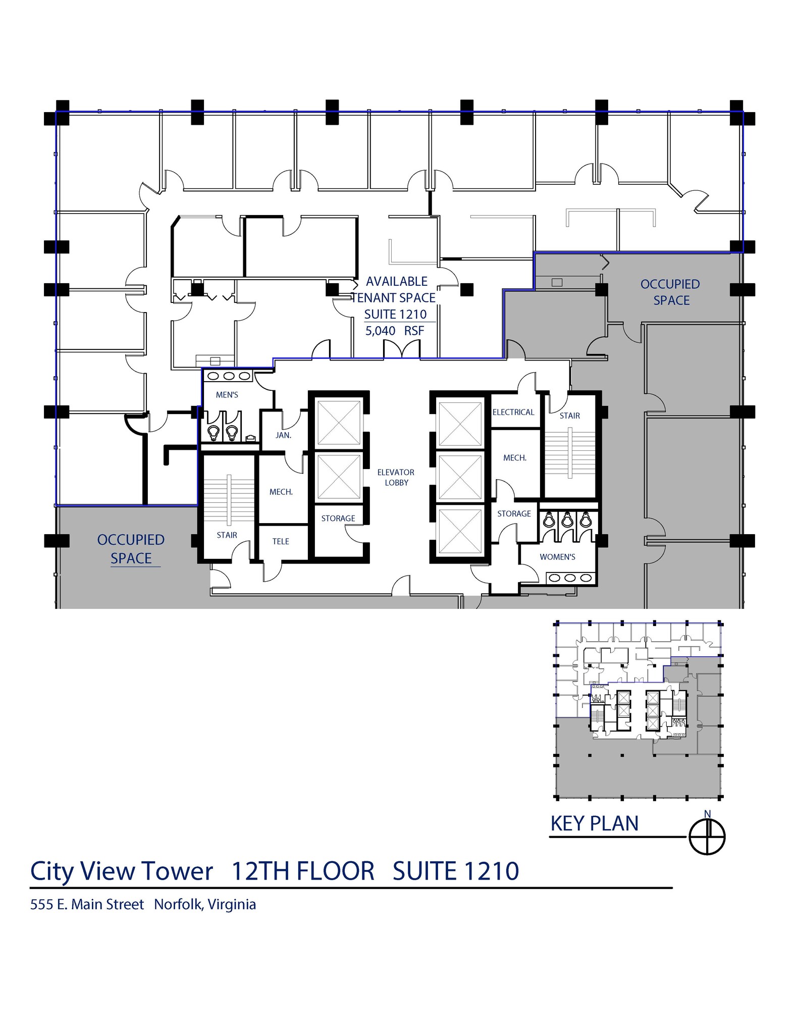 555 E Main St, Norfolk, VA à louer Plan d’étage- Image 1 de 1