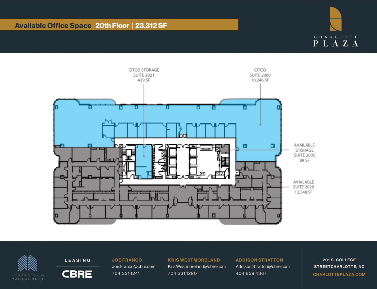 201 S College St, Charlotte, NC à louer Plan d’étage- Image 1 de 1