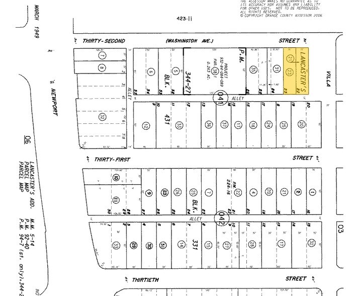 3109-3115 Villa Way, Newport Beach, CA à louer - Plan cadastral - Image 2 de 7