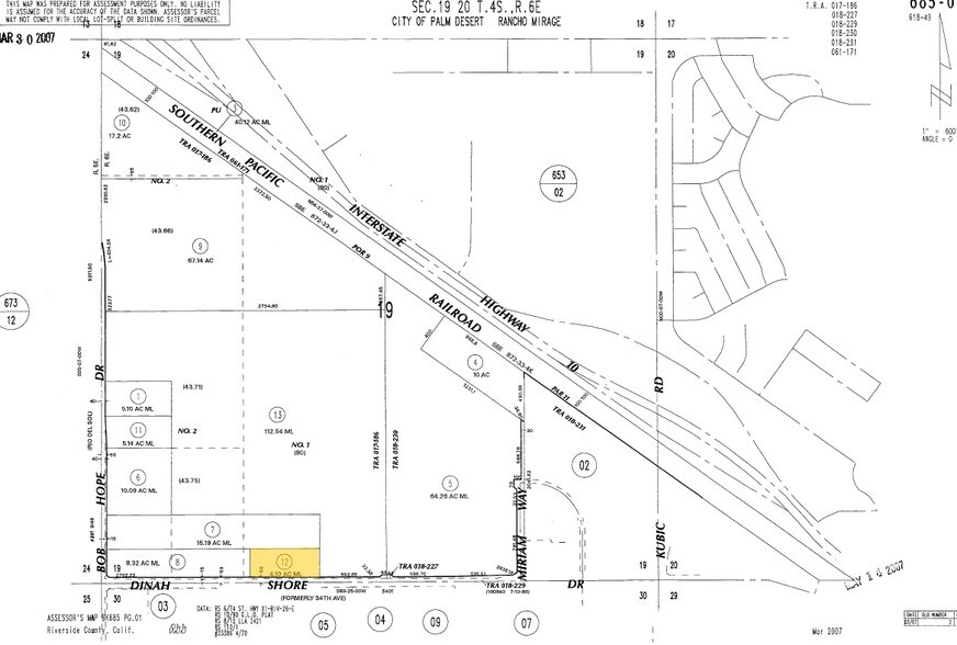 N Dinah Shore Dr @ Bob Hope Dr, Rancho Mirage, CA for sale - Plat Map - Image 3 of 8