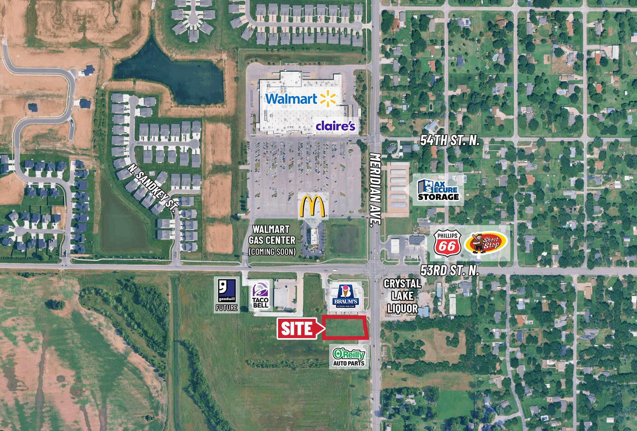 S. of SW/C at Meridian & 53rd St., Wichita, KS à vendre Aérien- Image 1 de 7