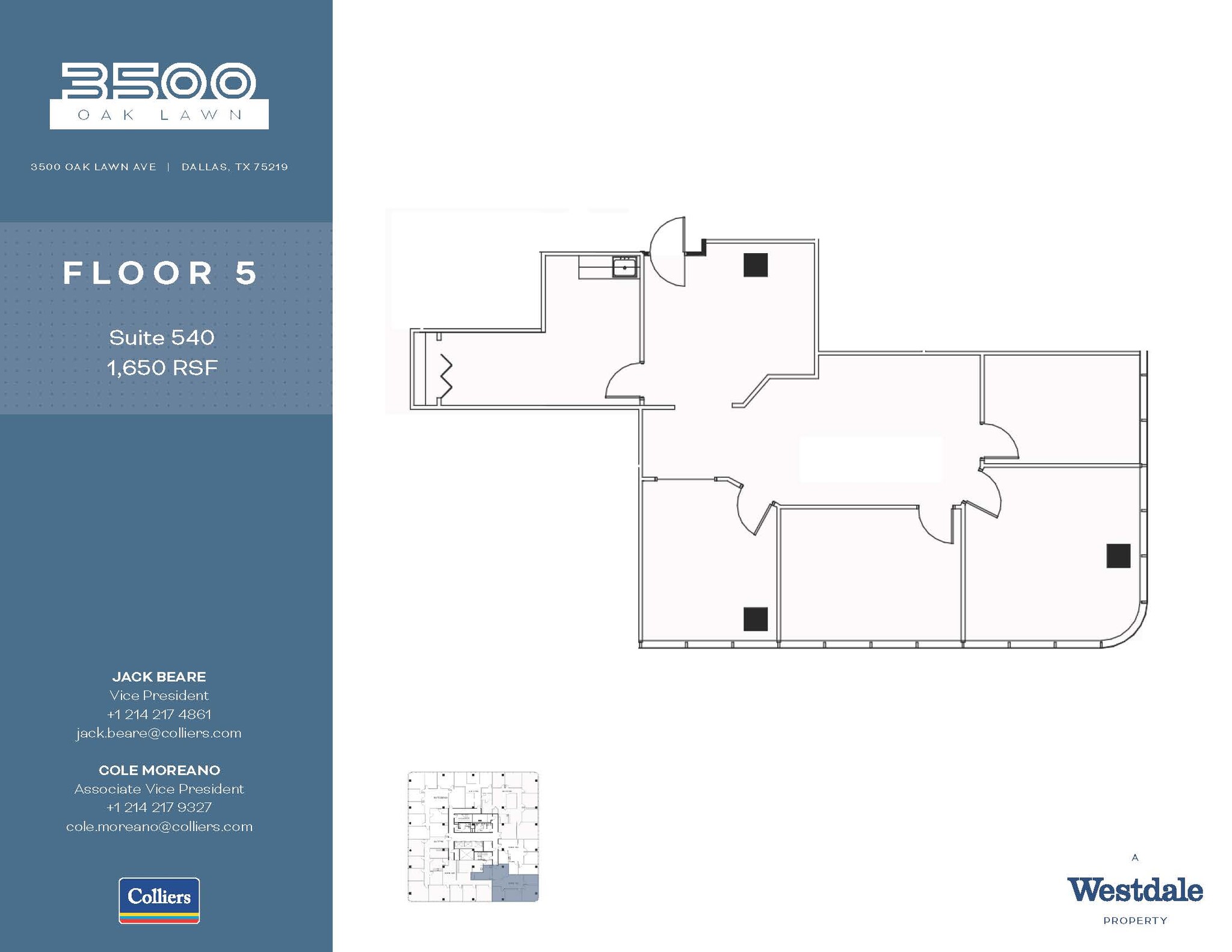 3500 Oak Lawn Ave, Dallas, TX à louer Plan d  tage- Image 1 de 1