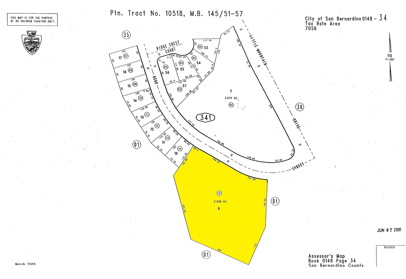 Bond St & Little Mountain Dr, San Bernardino, CA à vendre Plan cadastral- Image 1 de 3