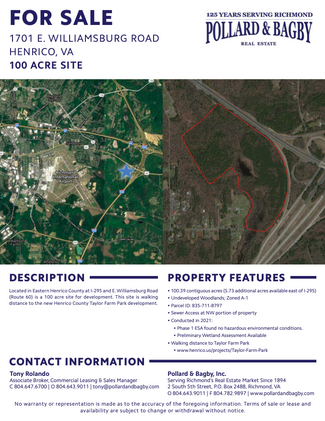 More details for 1701 E Williamsburg Rd, Sandston, VA - Land for Sale