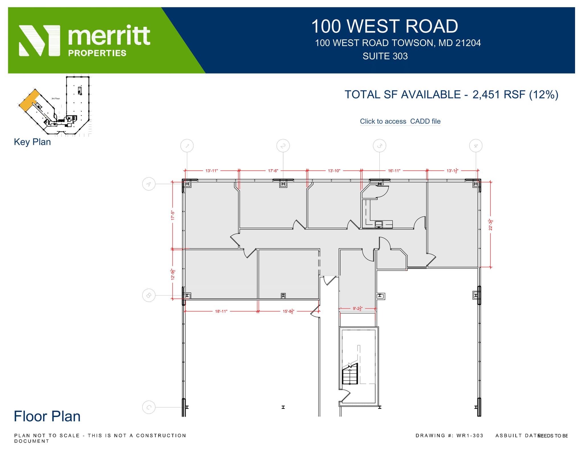 100 West Rd, Towson, MD for lease Floor Plan- Image 1 of 1