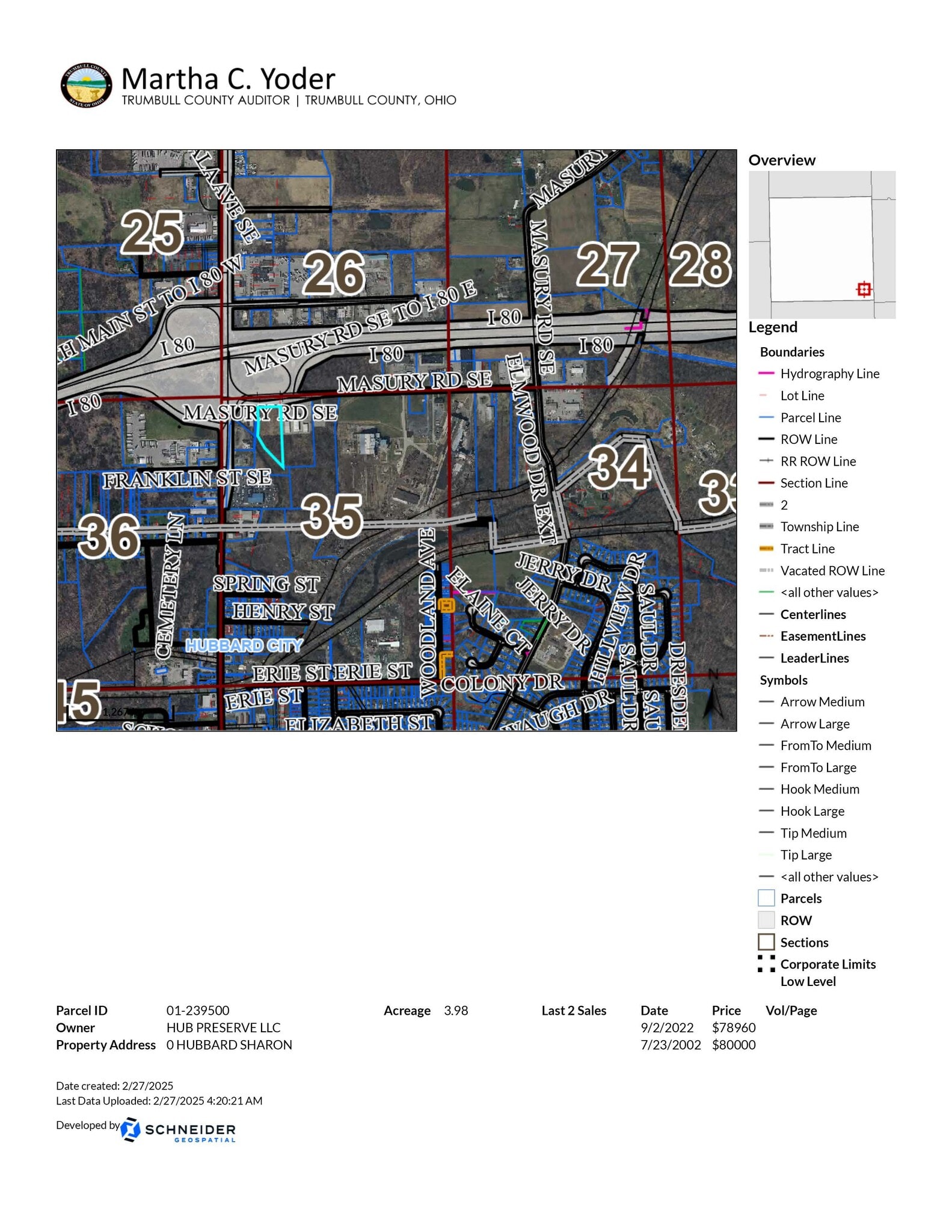 6984 Hubbard-Masury Rd. Rd, Hubbard, OH à vendre Plan cadastral- Image 1 de 2