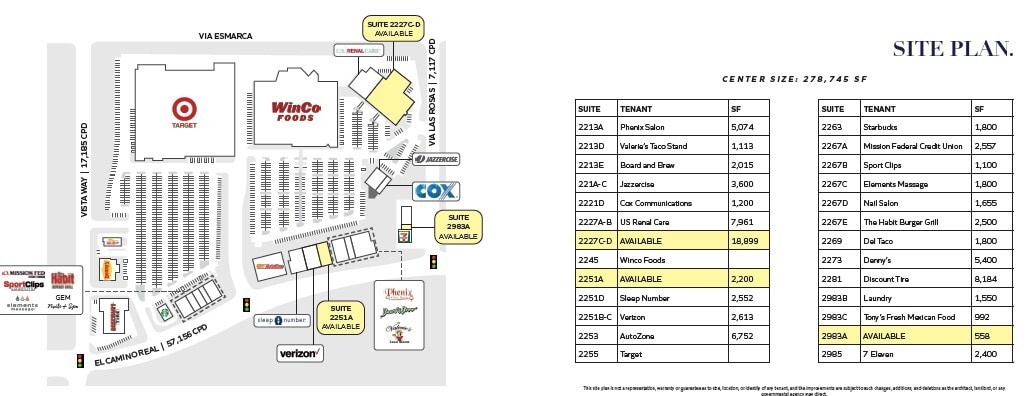 2213-2281 S El Camino Real -, Oceanside, CA à louer Plan de site- Image 1 de 1