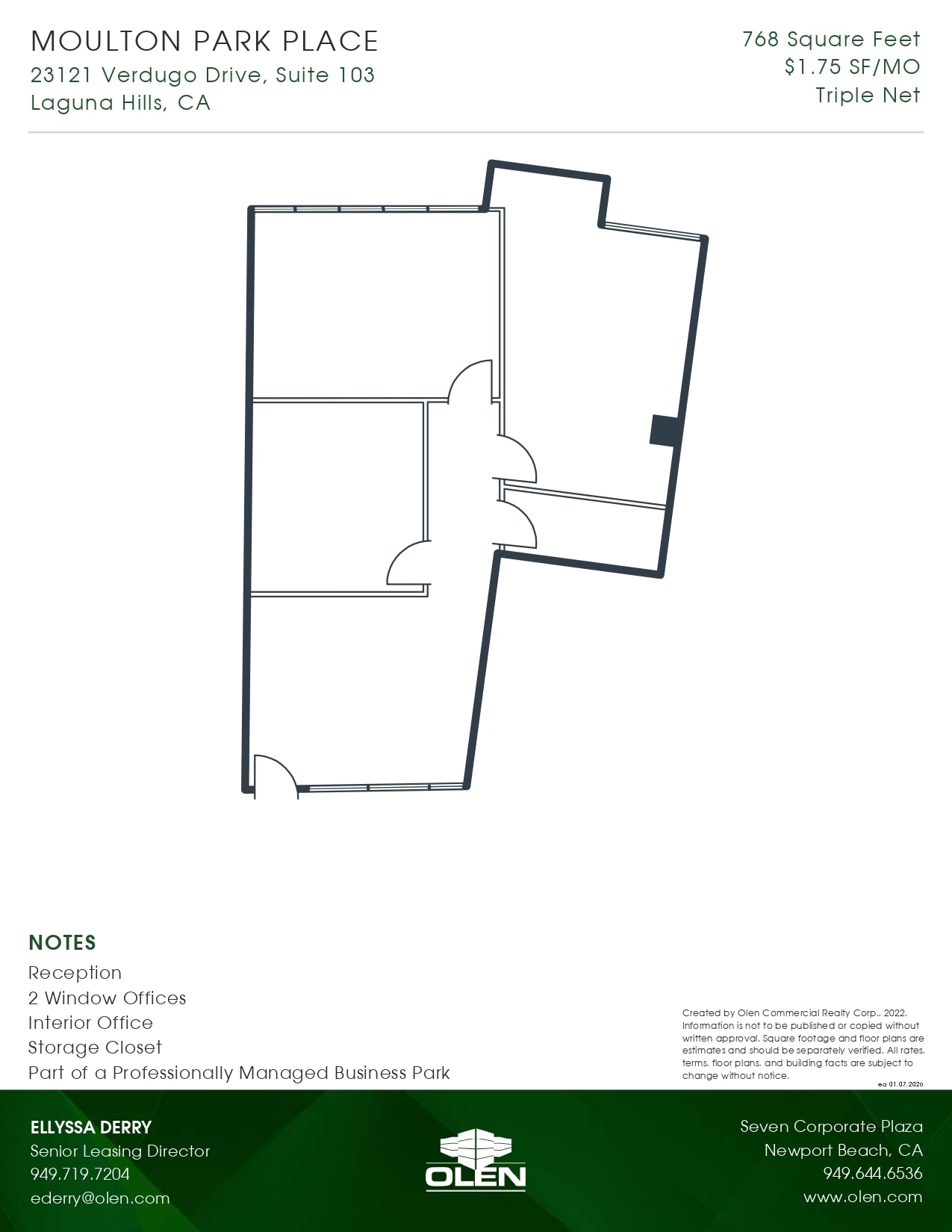 23181 Verdugo Dr, Laguna Hills, CA à louer Plan d’étage- Image 1 de 1