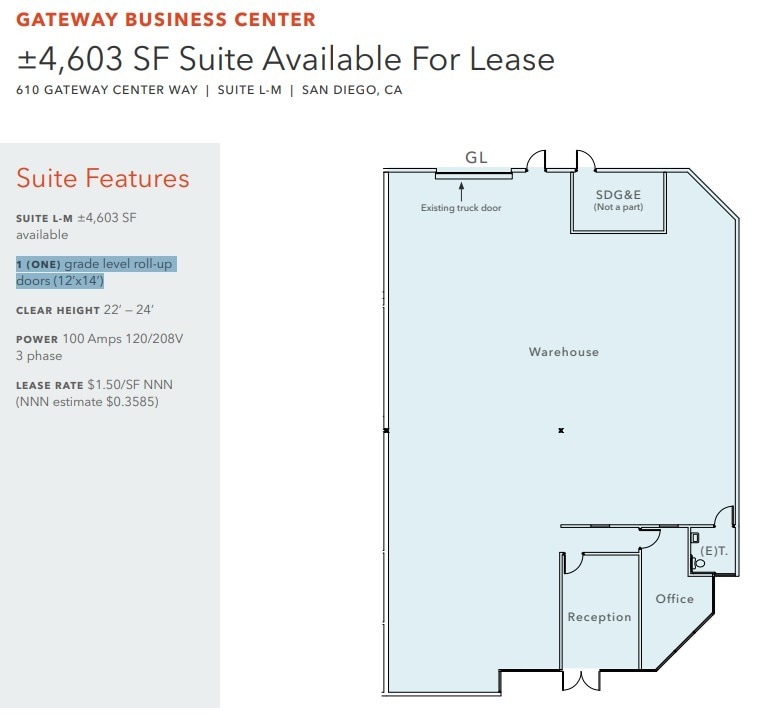 610 Gateway Center Way, San Diego, CA for lease Floor Plan- Image 1 of 1