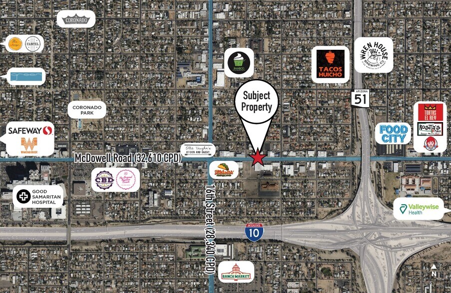 1708-1716 E McDowell Rd, Phoenix, AZ à vendre - Aérien - Image 2 de 2