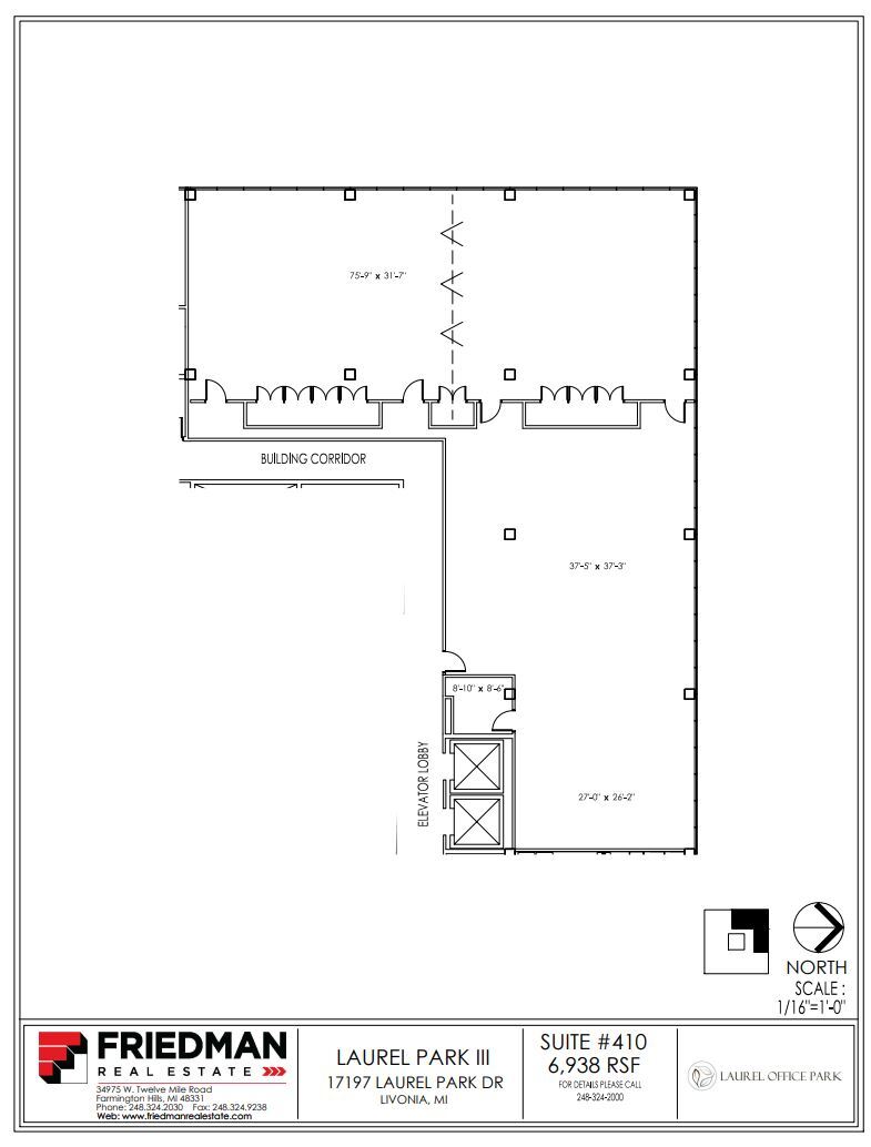 17197 N Laurel Park Dr, Livonia, MI for lease Floor Plan- Image 1 of 2