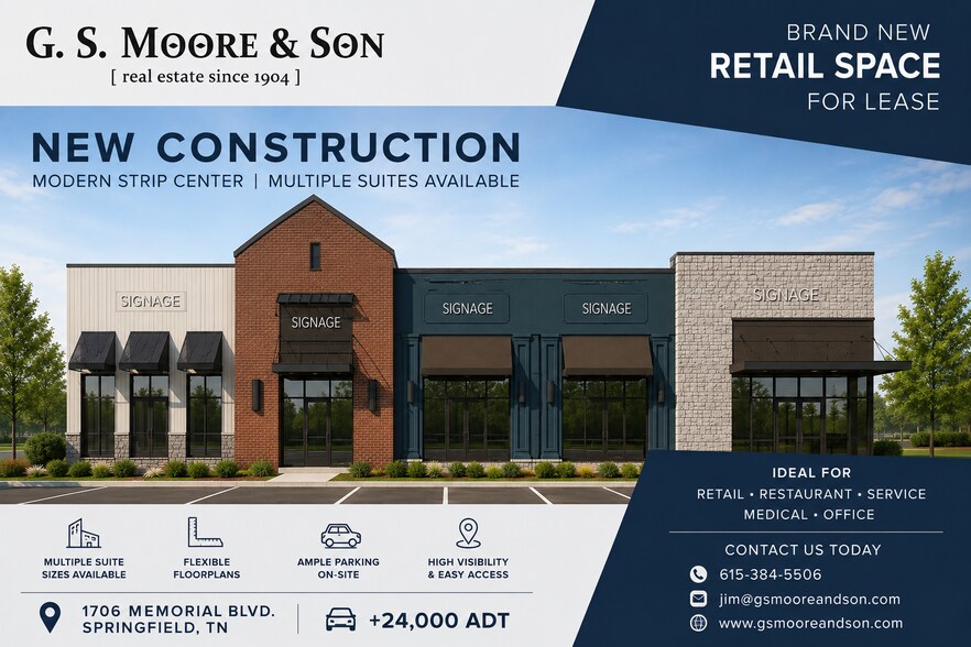 1704-1706 Memorial Blvd, Springfield, TN for lease - Building Photo - Image 1 of 2