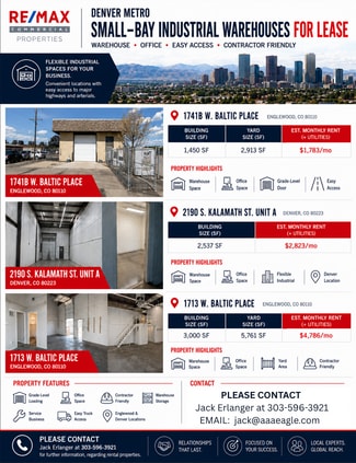 Plus de détails pour 1730-1741 W Baltic Pl, Englewood, CO - Industriel à louer
