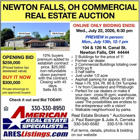 104 N Canal St, Newton Falls, OH à vendre - Photo du bâtiment - Image 3 de 3
