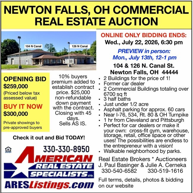 Plus de détails pour 104/126 N Canal Street – à vendre, Newton Falls, OH