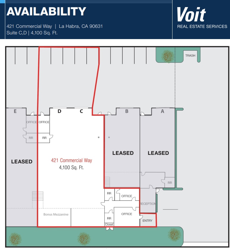 421 Commercial Way, La Habra, CA à louer Plan d’étage- Image 1 de 2