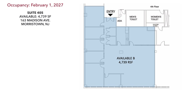 163 Madison Ave, Morristown, NJ à louer Plan d’étage- Image 1 de 1