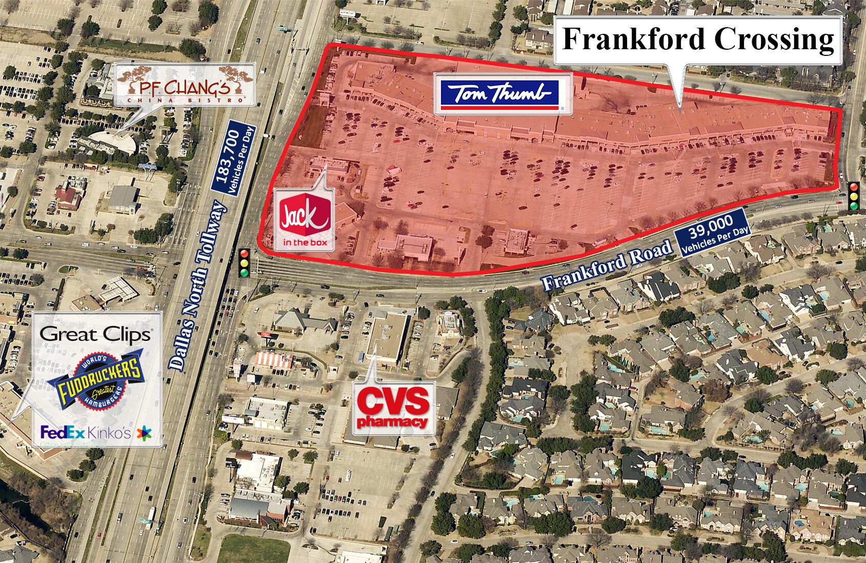 4625-4727 Frankford Rd, Dallas, TX à louer Aérien- Image 1 de 3