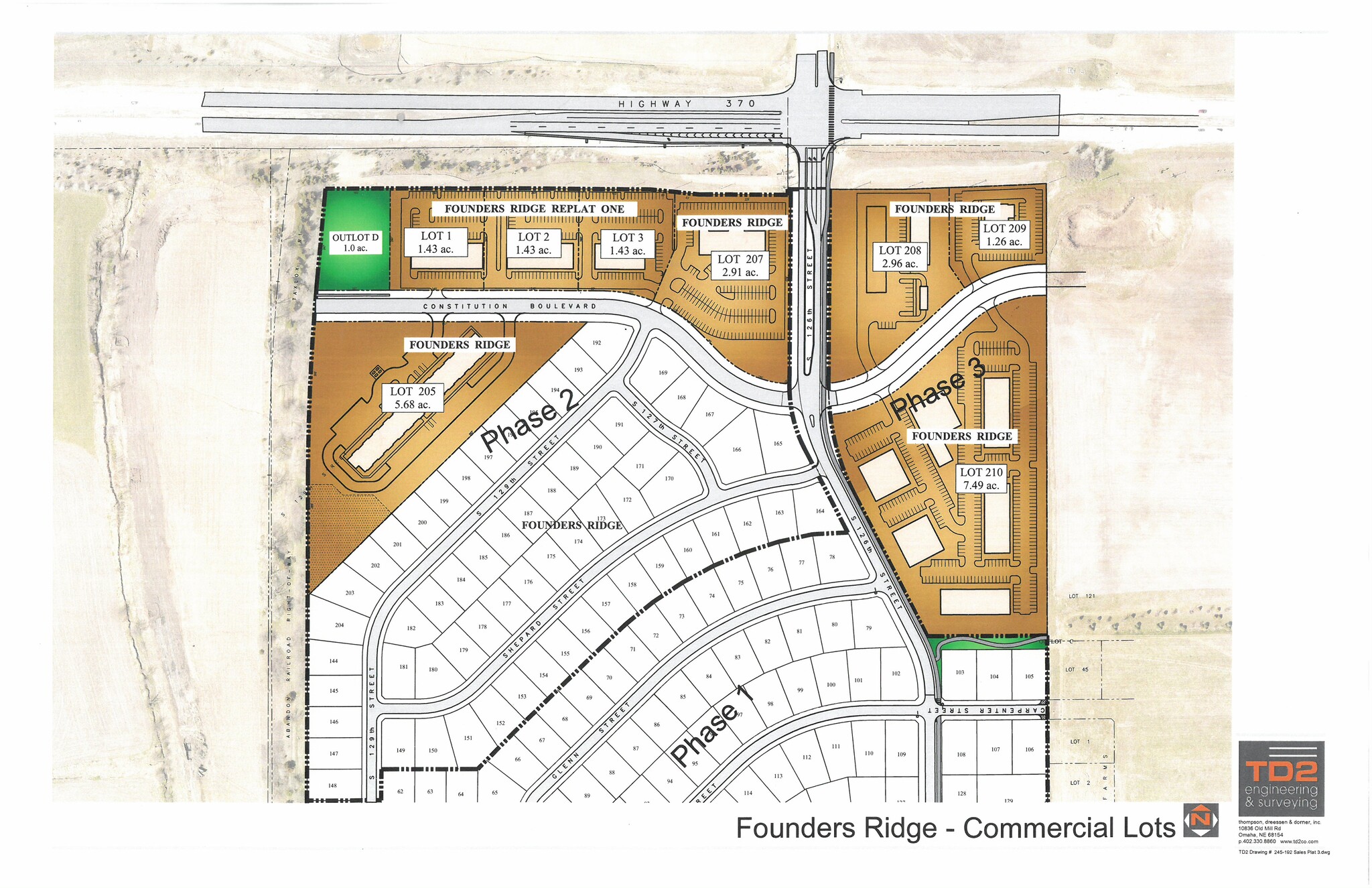 126 & Highway 370, Papillion, NE for sale Aerial- Image 1 of 5