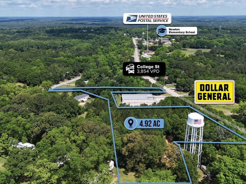 adj. to 1010 College St, Newton, AL for sale - Aerial - Image 2 of 7