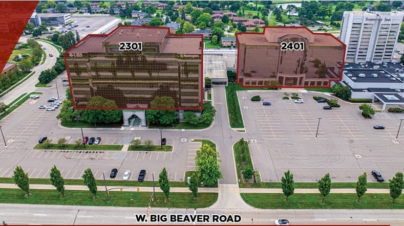 2401 W Big Beaver Rd, Troy, MI for lease - Aerial - Image 2 of 4