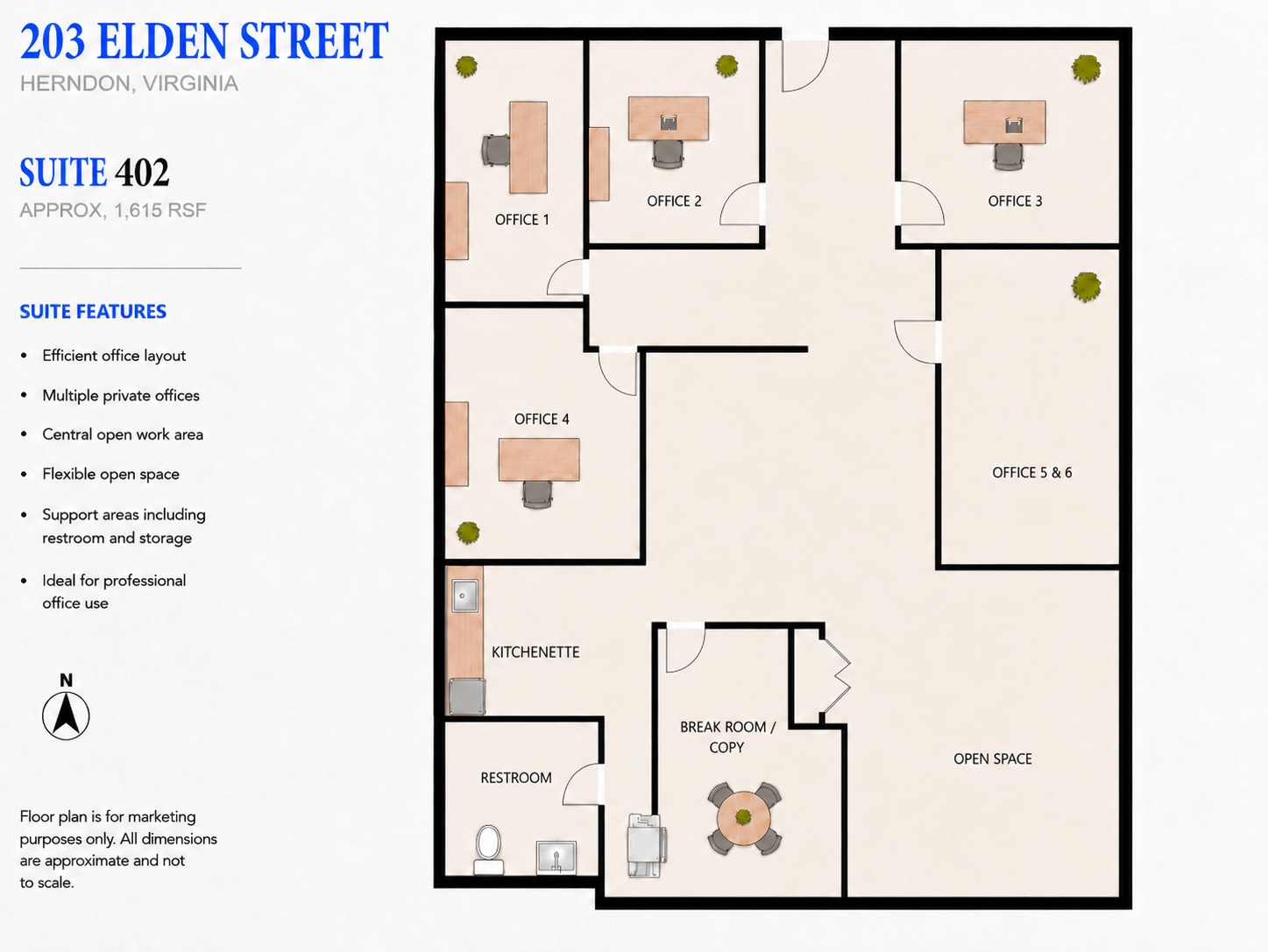 201-203 Elden St, Herndon, VA à louer Plan d’étage- Image 1 de 1