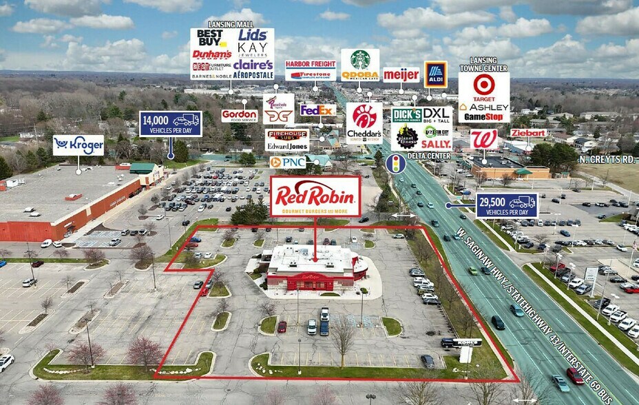 6524 W Saginaw Hwy, Lansing, MI à vendre - Aérien - Image 2 de 6