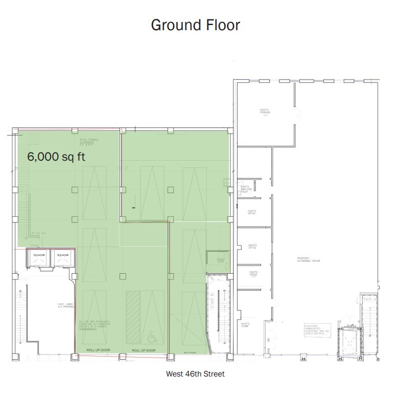 621-625 W 46th St, New York, NY à louer Plan d  tage- Image 1 de 1