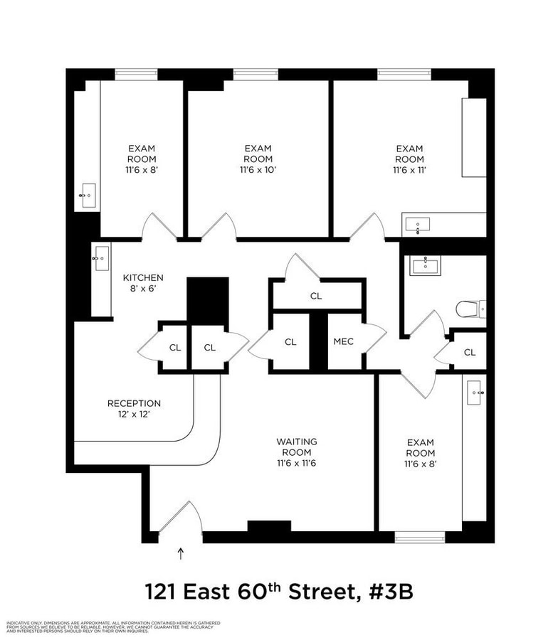 121 E 60th St, New York, NY 10022 - Unit 3B -  - Floor Plan - Image 1 of 10