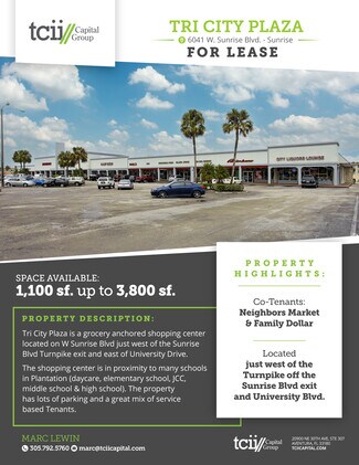 Plus de détails pour 5995-6081 W Sunrise Blvd, Sunrise, FL - Commerce de détail à louer