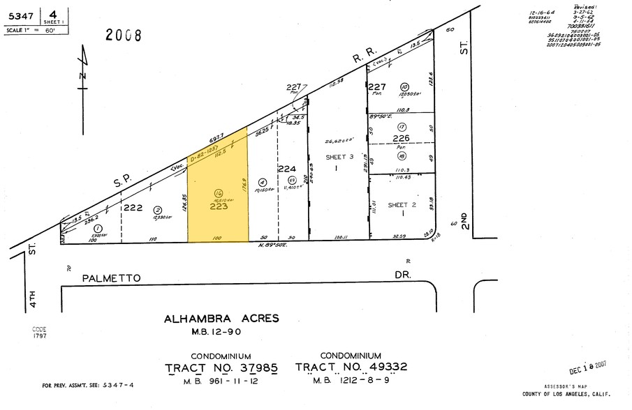 225 Palmetto Dr, Alhambra, CA à vendre - Plan cadastral - Image 1 de 1