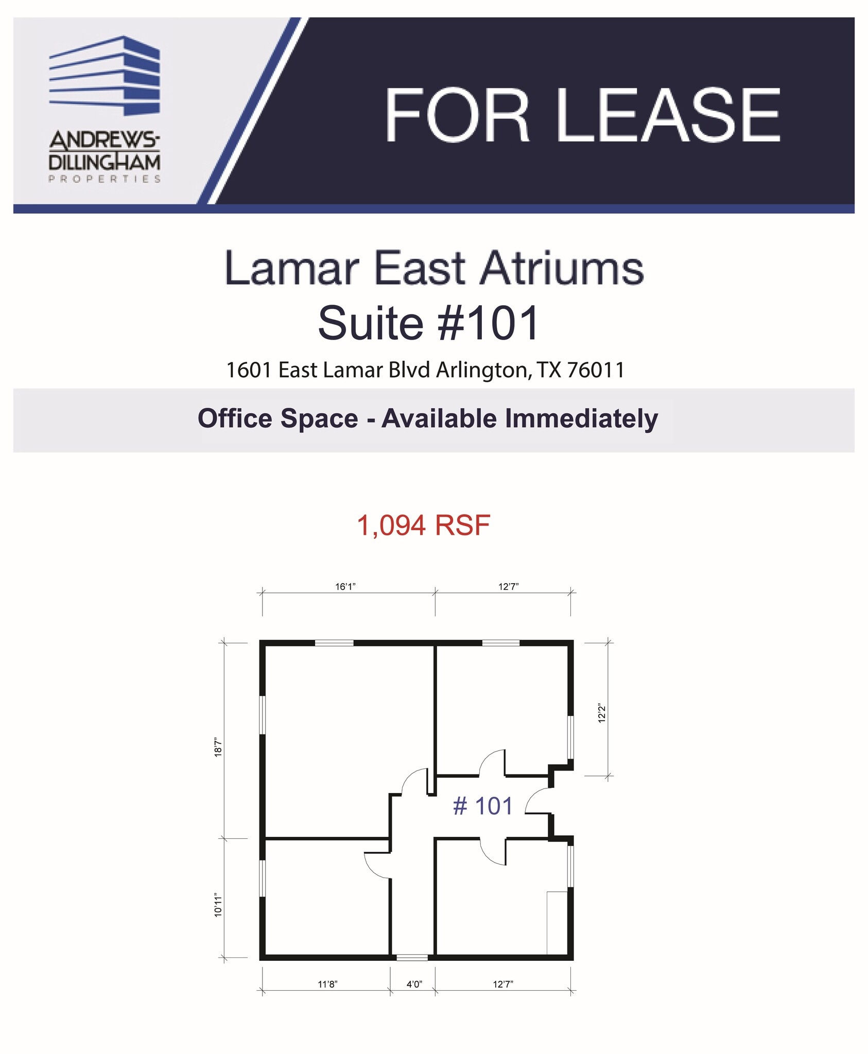 1601 E Lamar Blvd, Arlington, TX for lease Floor Plan- Image 1 of 1