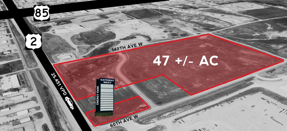 US-2 & 60th Ave W Iron Point ave, Williston, ND for lease - Aerial - Image 2 of 7