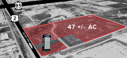 US-2 & 60th Ave W Iron Point ave, Williston, ND - AERIAL  map view - Image1
