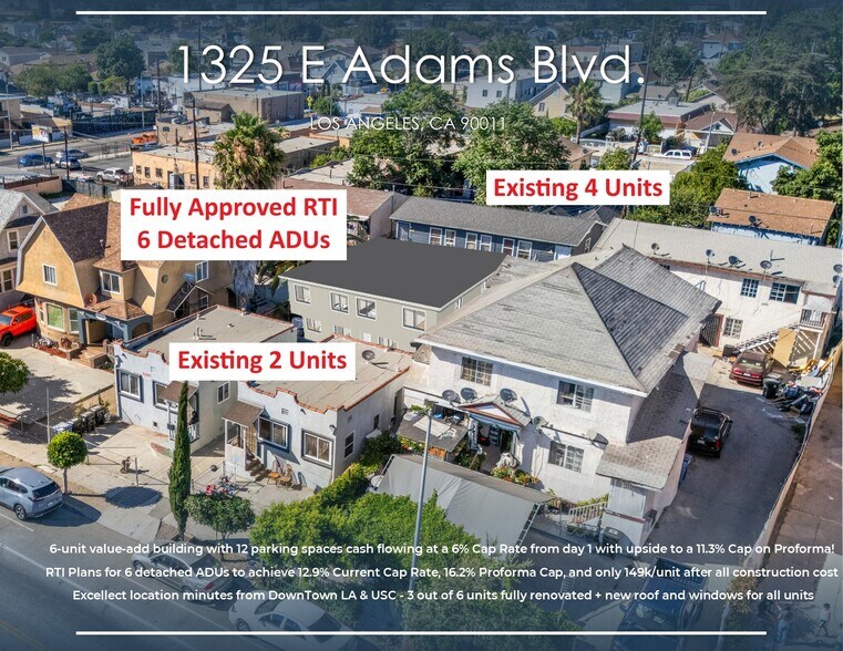 1323 E Adams Blvd, Los Angeles, CA à vendre - Photo principale - Image 1 de 24
