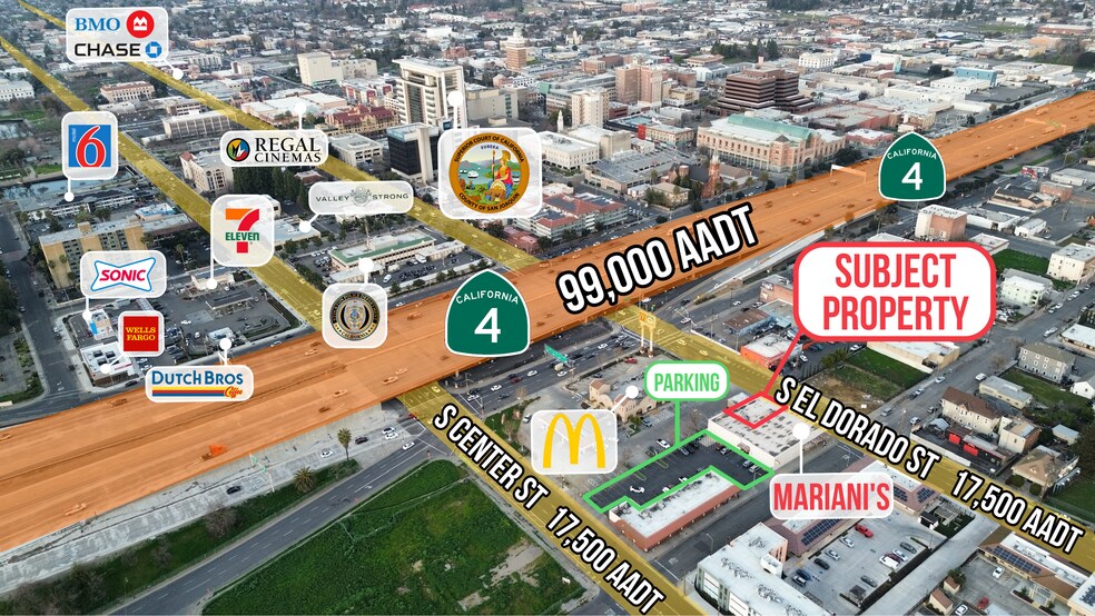 345 S El Dorado St, Stockton, CA à louer - Aérien - Image 3 de 3