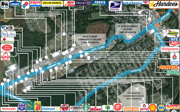 105 N Mechanic St, Franklin, VA - aerial  map view