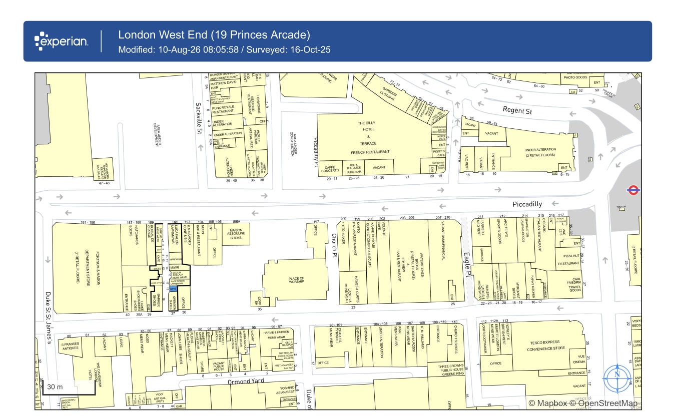 36-40 Jermyn St, London for lease Goad Map- Image 1 of 1