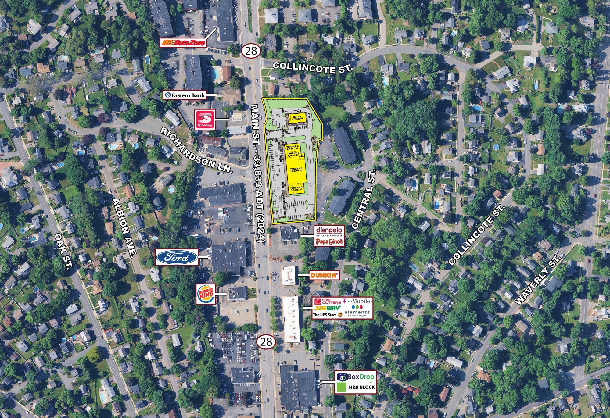 168 Main St, Stoneham, MA for lease Aerial- Image 1 of 2