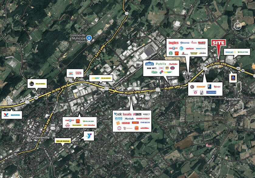 3507 E Andrew Johnson Hwy, Greeneville, TN for lease - Aerial - Image 3 of 4