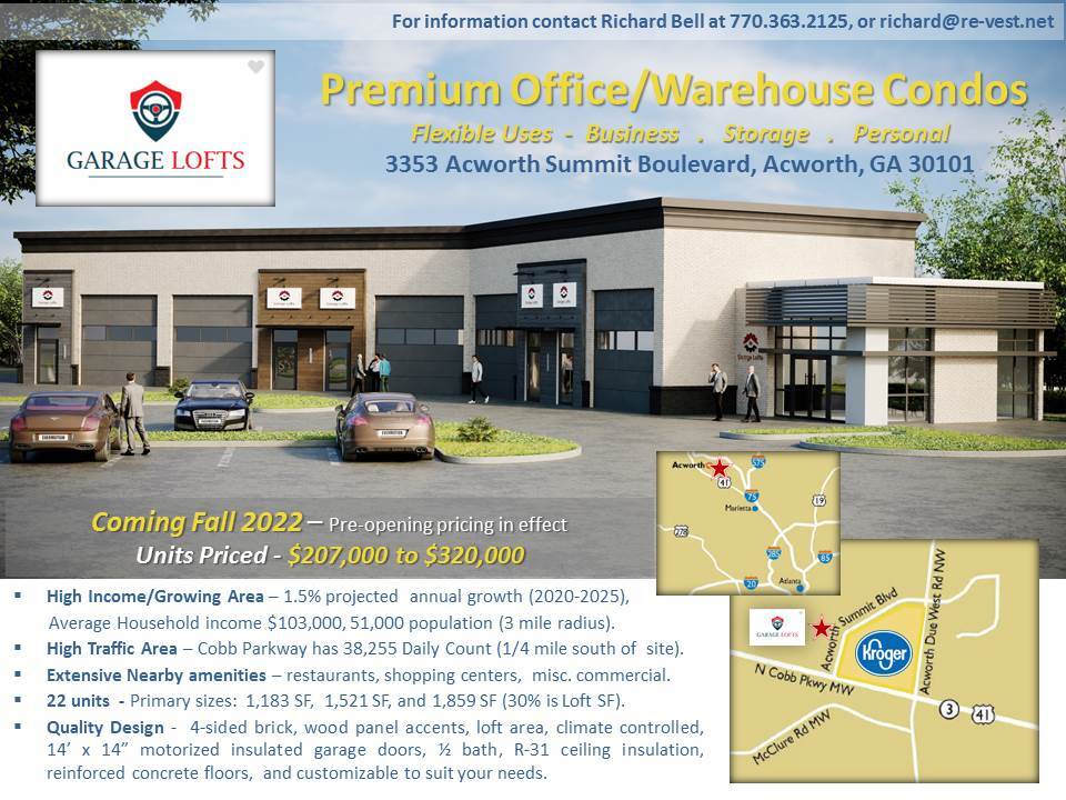 Acworth & Buford Garage Lofts portfolio of 2 properties for sale on LoopNet.ca Primary Photo- Image 1 of 3