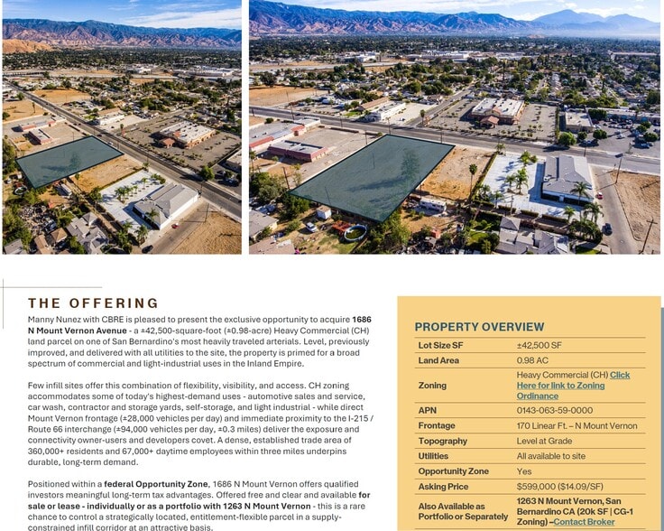 1686 N Mt. Vernon Ave, San Bernardino, CA for sale - Aerial - Image 2 of 2