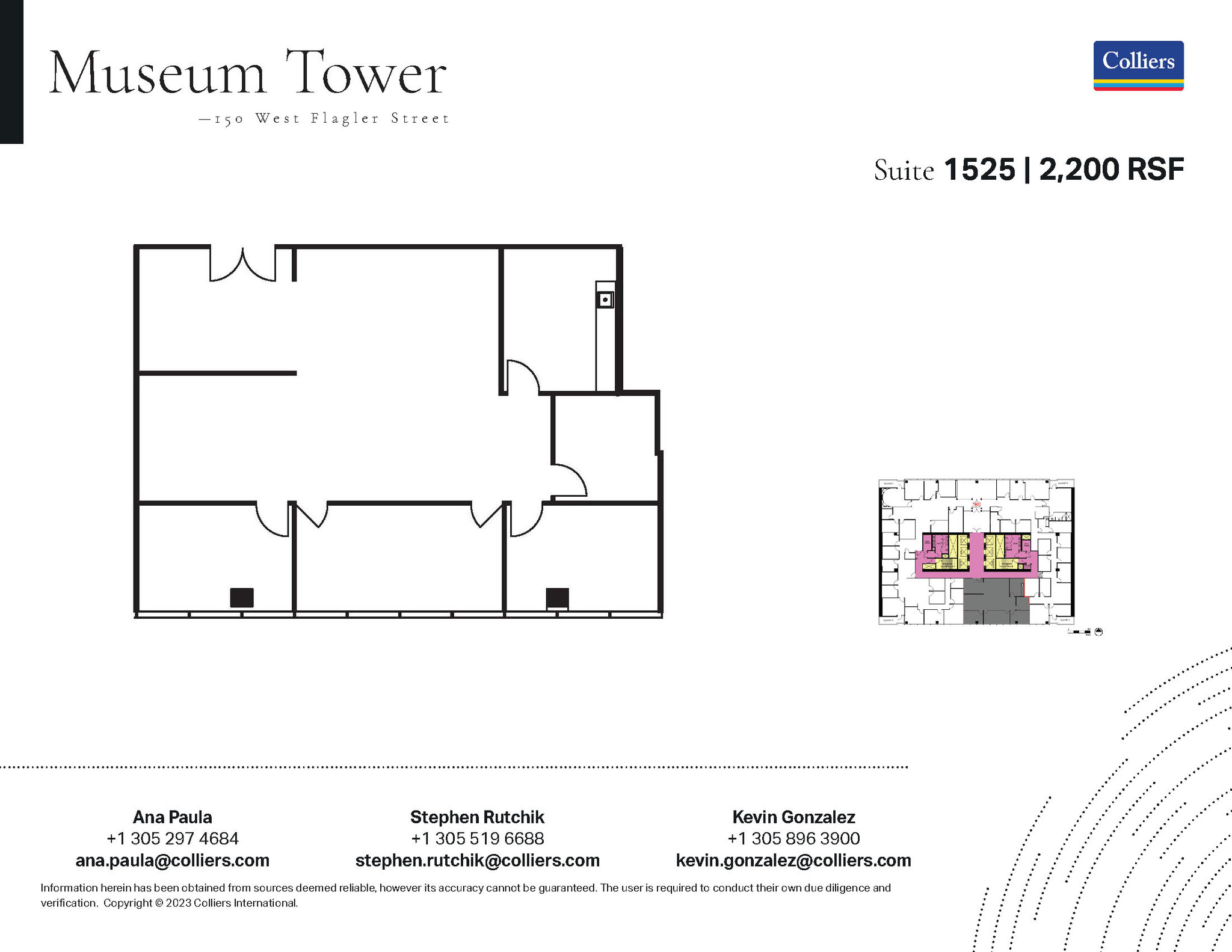 150 W Flagler St, Miami, FL à louer Plan d  tage- Image 1 de 1