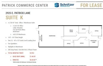 2875 E Patrick Ln, Las Vegas, NV à louer Plan d’étage- Image 2 de 3