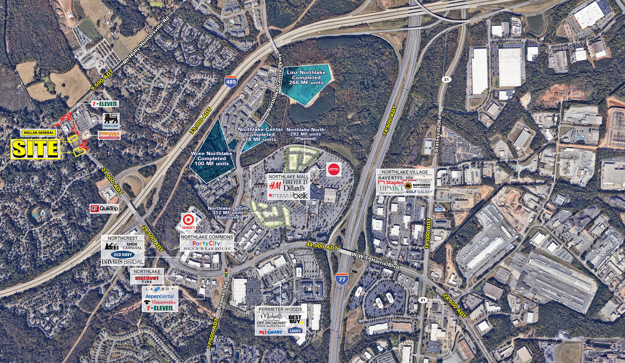 W W.T. Harris & Mt. Holly-Huntersville Rd blvd, Charlotte, NC à louer Aérien- Image 1 de 4