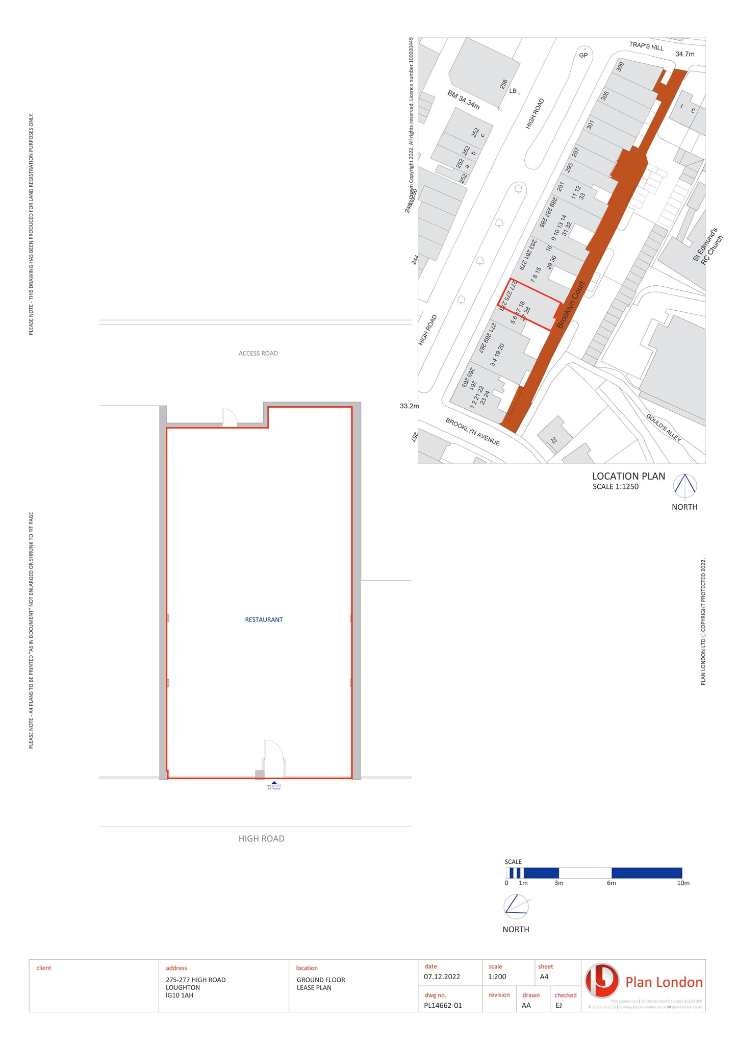 273-279 High Rd, Loughton à louer Plan de site- Image 1 de 7