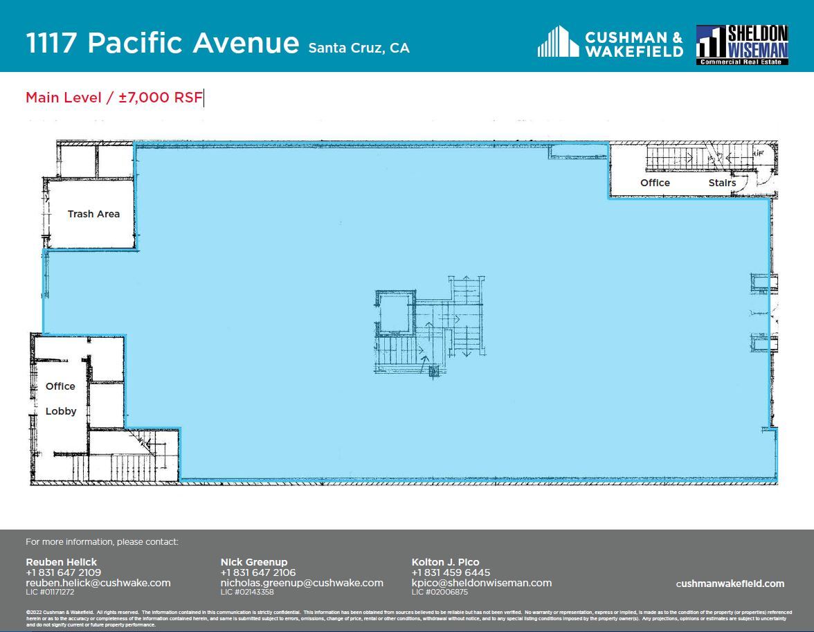 1115-1119 Pacific Ave, Santa Cruz, CA à louer Plan d’étage- Image 1 de 1