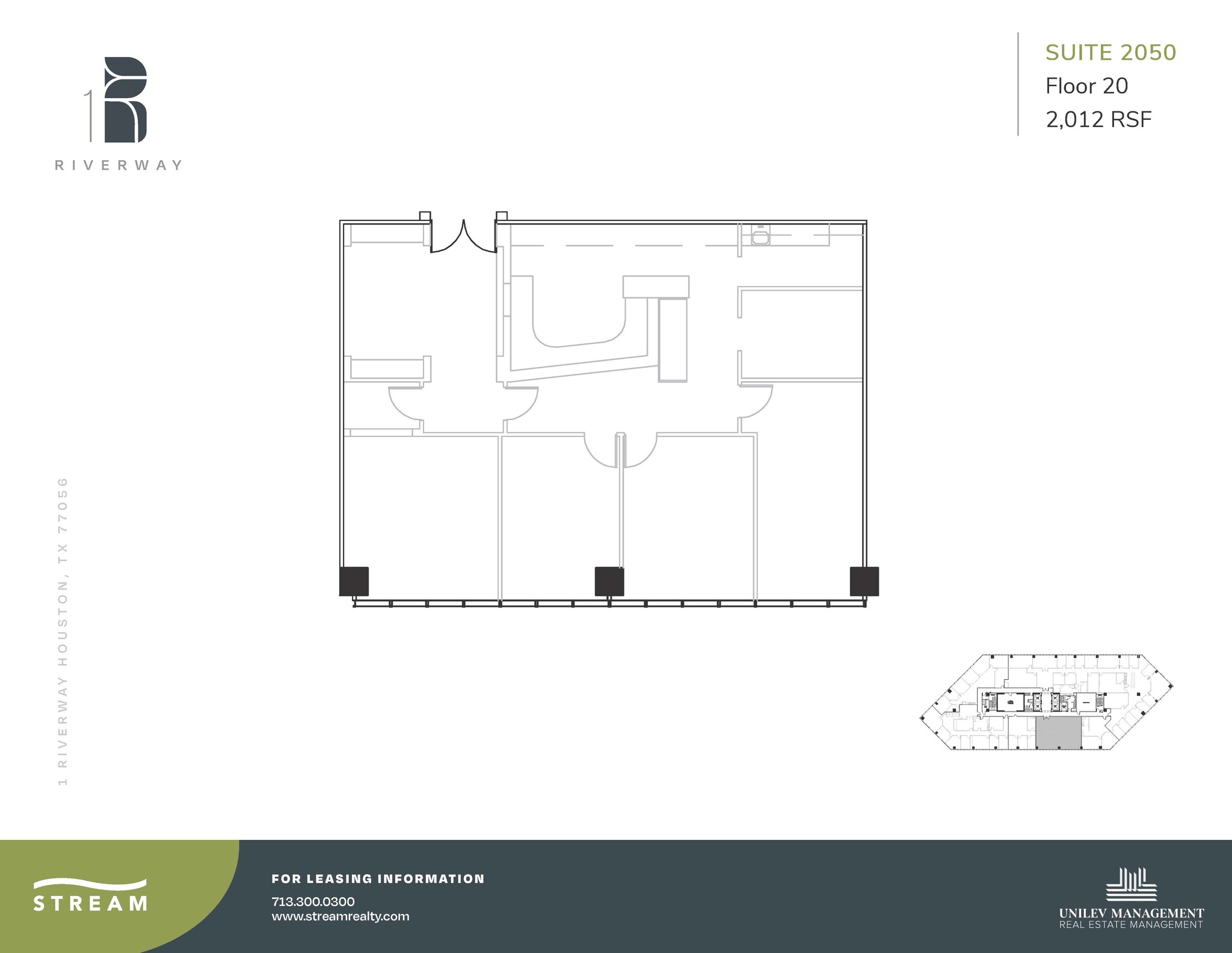 1 Riverway, Houston, TX à louer Plan d  tage- Image 1 de 1